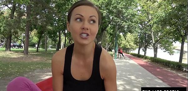  Cute jogger almost caught masturbating in a public park